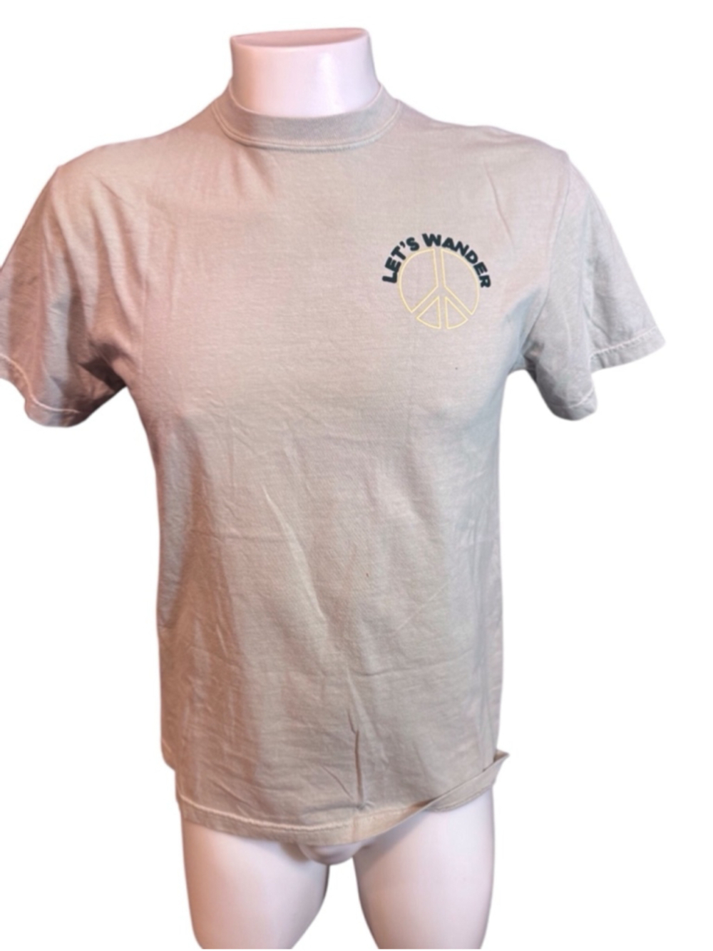 Men's T-Shirt, lets wander Medium, Light Gray - Picture 2 of 3